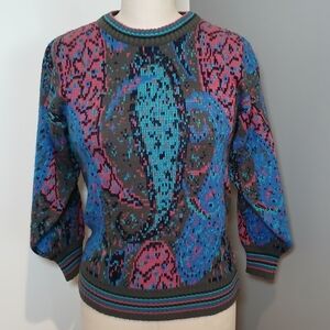 Vintage Gladys Bagley Colorful Patterned Women's Sweater / Size S